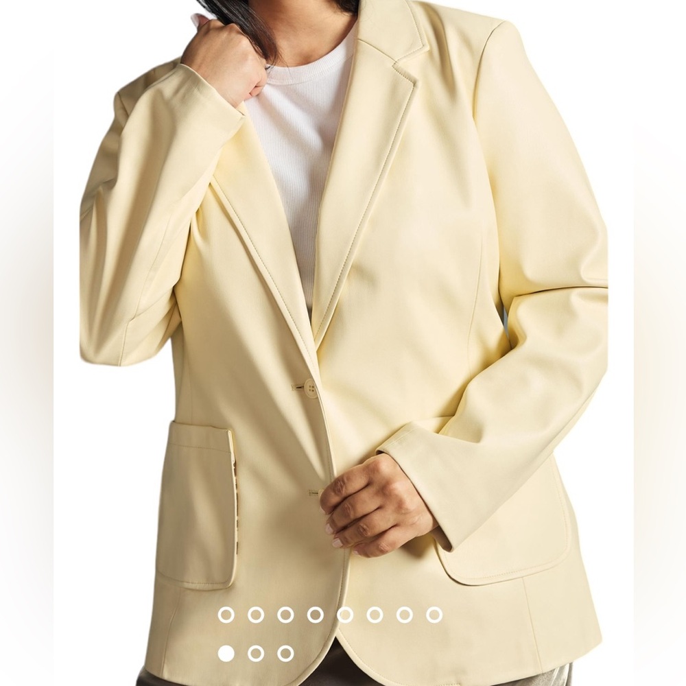 Anthropologie Cream Faux Leather Blazer 1X